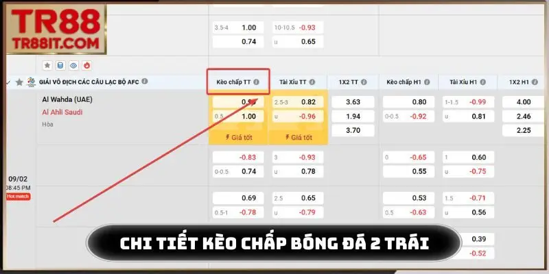 Chi tiết kèo chấp bóng đá 2 trái